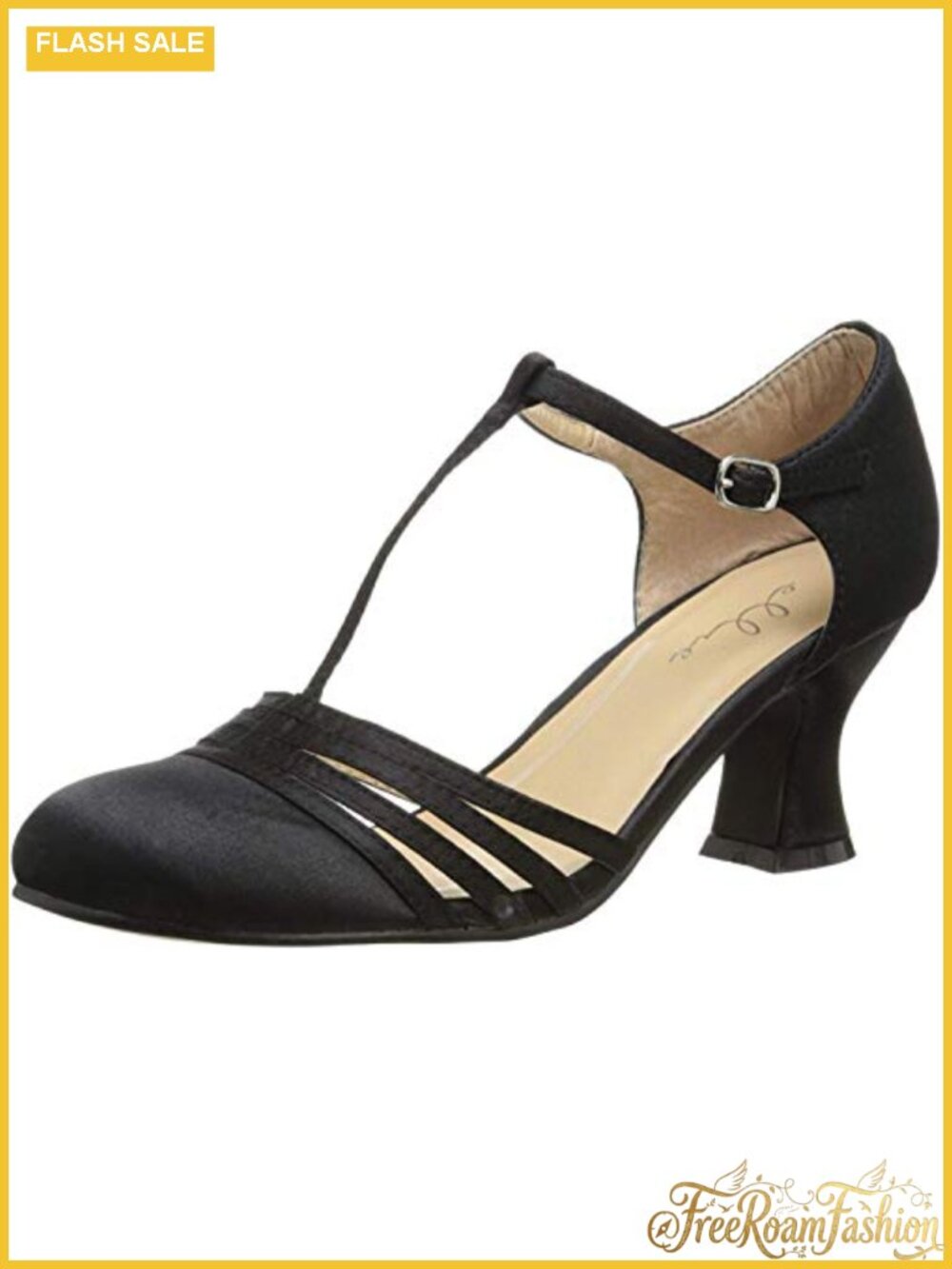 T-Strap Ballroom Dance Pump 2.5 Inch Sculpted Heel Ankle Strap